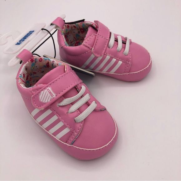 K-Swiss Pink and White Striped Sneaker Baby Girls size 2 NWT 3-6 Month Soft Sole - Picture 4 of 10